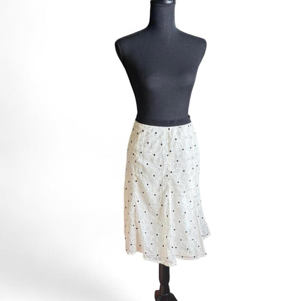Ann Taylor white with floral & polka dot midi skirt Size: 14